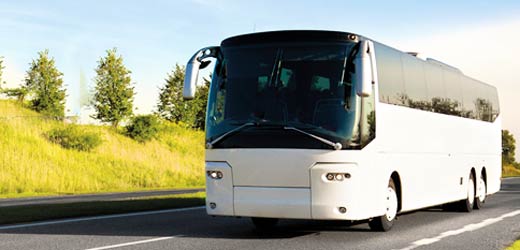 white bus on the road